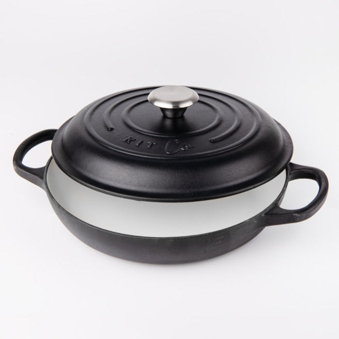 KitCo Cast Iron Shallow Casserole 3L 30cm - Matte Black