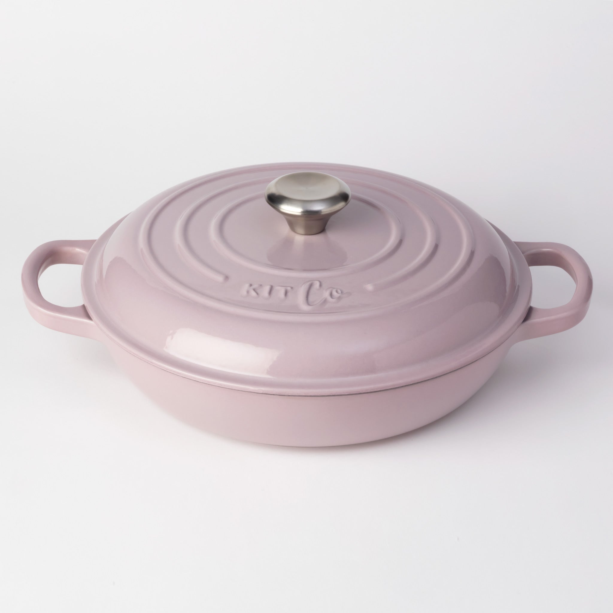 KitCo Cast Iron Shallow Casserole 3L 30cm - Pink Marshmallow