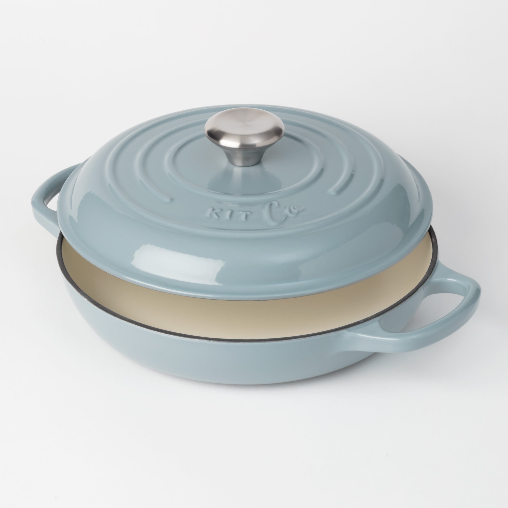 KitCo Cast Iron Shallow Casserole 2.2L 26cm - Earl Grey