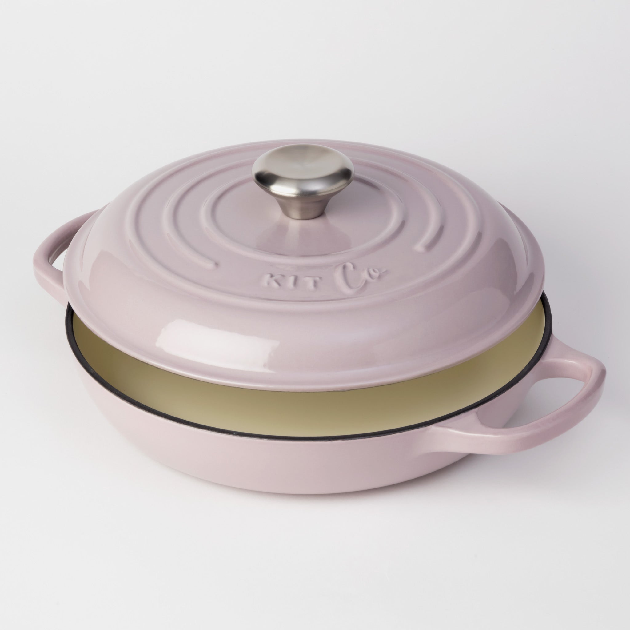 KitCo Cast Iron Shallow Casserole 2.2L 26cm - Pink Marshmallow